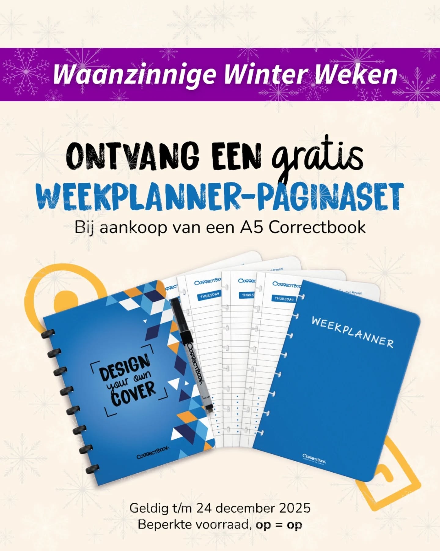 Blijven schrijven! ✍🏼

Op zoek naar een duurzaam alternatief voor papieren notitieboekjes? En naar een orgineel relatiegeschenk? Kies dan voor een @wearecorrectbook: schrijven, wissen en dat telkens opnieuw.

✨ Al vanaf 25 stuks personaliseer je het boekje met je eigen ontwerp. 

❄️Tijdens de Waanzinnige Winter Weken ontvang je bij elke bestelde A5 Correctbook een gratis weekplannerset! 

Bestel vóór 24 december en profiteer van deze speciale actie. 

#correctbook #uitwisbaar #cadeautip #eindejaars #eindejaarsgeschenk #relatiegeschenk #impact #impactmaken