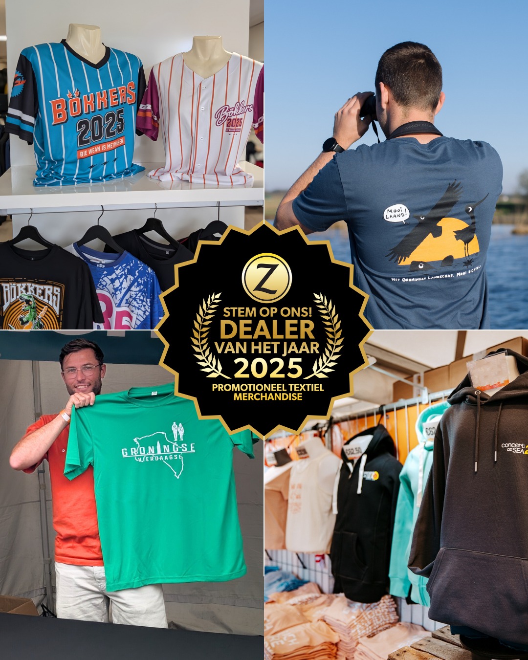 🙌 Yes, we zijn genomineerd voor 'Dealer van het jaar', in de categorie Promotioneel textiel / Merchandise! 

De nominatie komt vanuit de branche, dus dat vinden we al een enorme eer.

Nog leuker zou het zijn als we de prijs mee naar Groningen nemen. Help je ons mee?

Breng je stem uit via de link in bio. 

#merchandise #genomineerd #nominatie #merchandisedealervanhetjaar #trots #groningen #branding #textiel